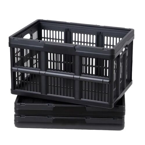 Lot de 3 Caisses Pliables en Plastique 45 L-Duoku-avec Poignées, Idéal pour le Rangement à la Maison, le Camping, la Voiture