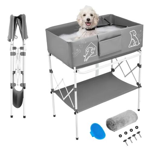 Baignoire Surélevée Pour Chien Pliable-Duoku-Station De Lavage Portable-Pour Animaux De Compagnie-Gris