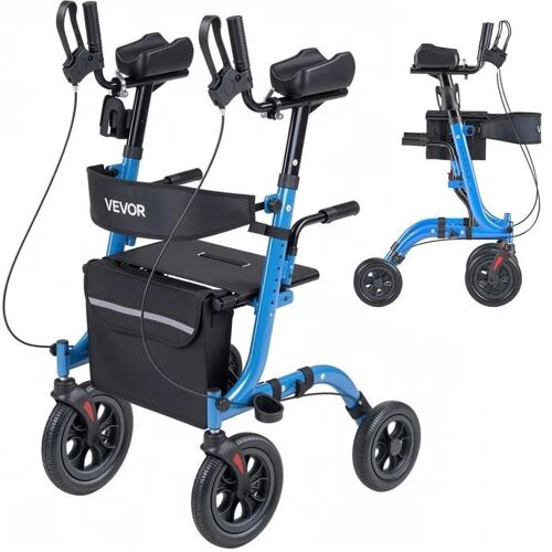 Déambulateur Pliable À 4 Roues-Duoku- Pour Personnes Âgées-Capacité De Charge 136 Kg-Avec Poignées Ajustables-Bleu