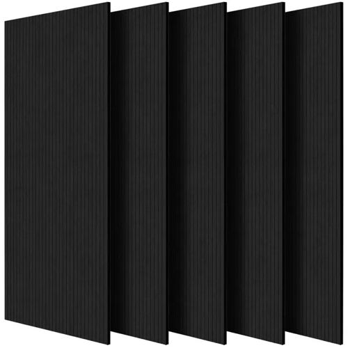 Panneau Acoustique-Duoku-Lot de 5-Mousse Acoustique Mural Autocollant-120 x 60 x 1 cm-Noir