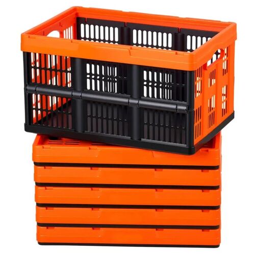 Lot de 6 Caisses Pliables en Plastique de 45 L-Duoku-avec Poignées Pratiques, Capacité Maximale de 15 kg par Caisse