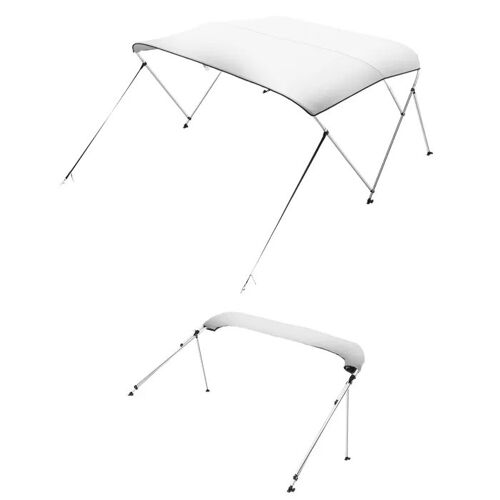 Bimini Pour Bateau À 3 Arceaux -Duoku-182 X 117 X 155-167 Cm-Protection Solaire Avec Structure En Alliage D'aluminium