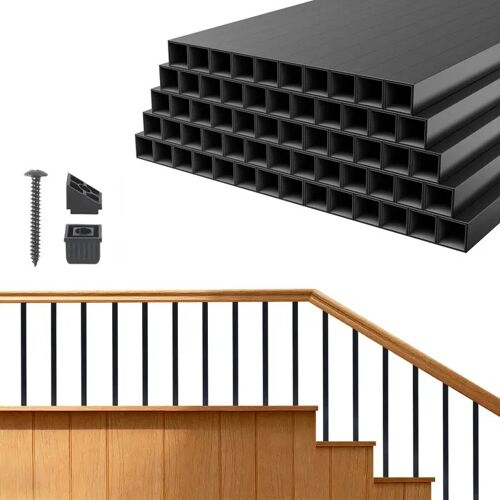 Balustres de Terrasse 1,9x1,9x66,1 cm-Duoku-Lot de 125, Barreaux en Alliage d'aluminium pour Garde-corps de Terrasse, Noire
