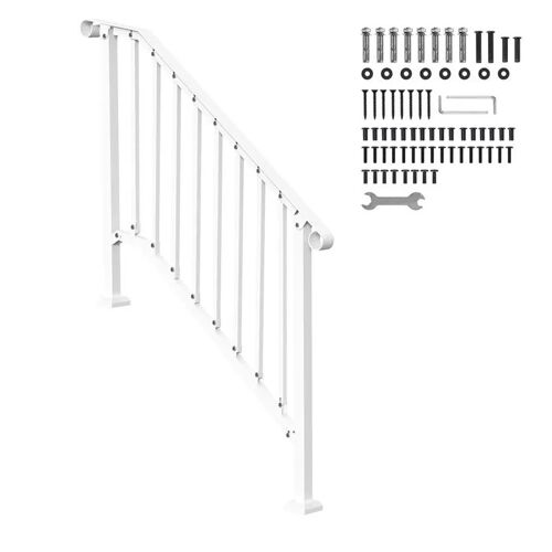 Rampe d'escalier pour 3 à 4 Marches Extérieures-Duoku-Main Courante en Acier au Carbone, avec Kit d'installation