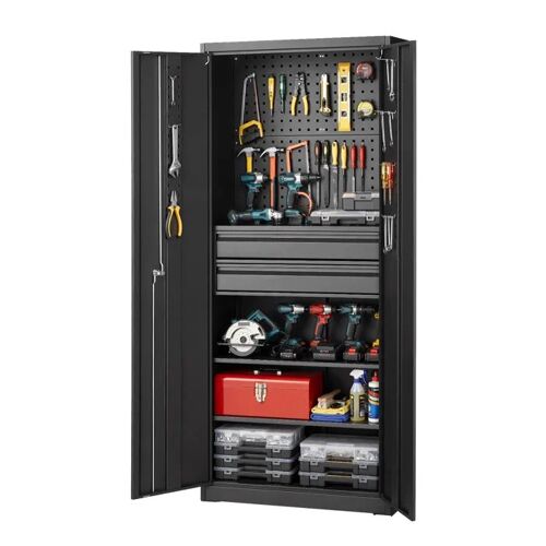 Armoire de Rangement Métallique 76x38x180 cm-Duoku-Capacité de 81,5 kg par Étagère, Idéale pour Garage, Atelier et Bureau