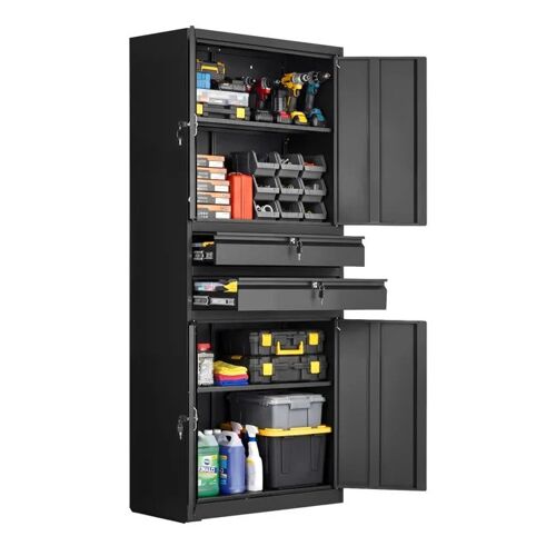 Armoire de Rangement en Métal 76x38x180 cm-Duoku-Capacité de 81,5 kg par Étagère, Idéale pour Garage, Atelier, Bureau et Buanderie