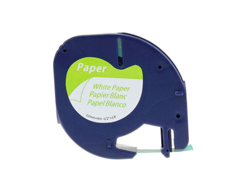 Ruban compatible DYMO Letra Tag , 12 mm x 4 m, en papier, blanc