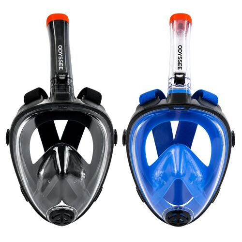 Masque De Plongée Full Face Adulte S-M Anti-Buée Pour Snorkeling, Vision Panoramique, Sangles Réglables Confort, Noir Ou Bleu