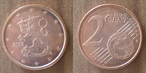 Finlande 2 Cent 2008 Euro Centimes Cents Piece Finland