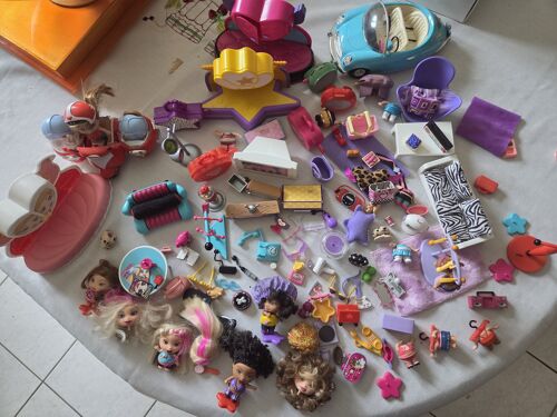ÉNORME Lot Poupées Shorties Mattel + Accessoires – Maison, voiture, animaux – Collection