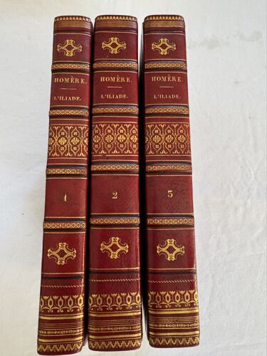 Iliade Homère  Montbel Didot 1826 3 Tomes Cuir 