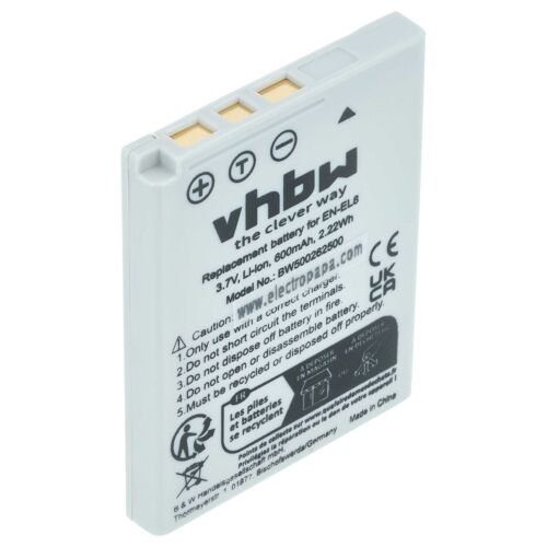vhbw Batterie remplacement pour Nikon EN-EL8 pour appareil photo (600mAh, 3,6V, Li-ion)