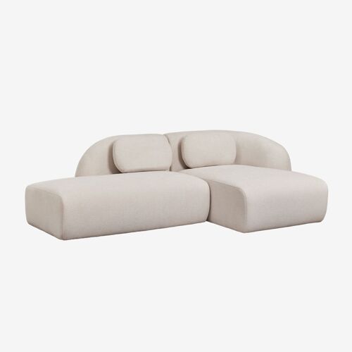 Canapé modulaire avec méridienne droite en 2 pièces avec divan gauche en chenille Coquette