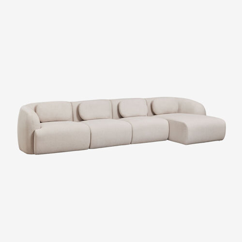 Canapé modulable 4 pièces avec chaise longue droite en chenille Coquette