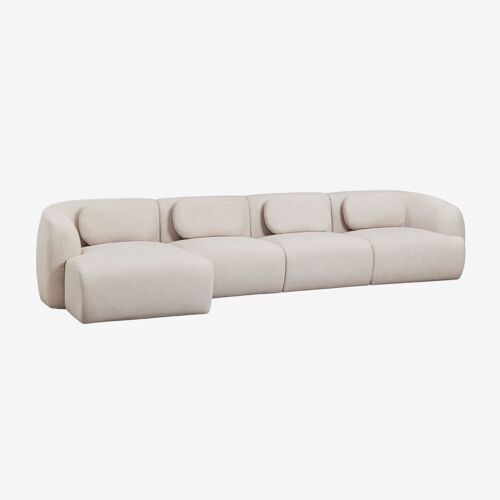 Canapé modulable avec méridienne gauche 4 pièces en chenille Coquette