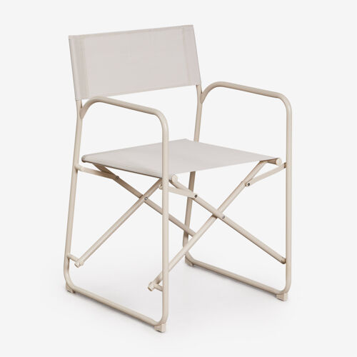 Chaise de réalisateur pliante en acier Melida Tapioca Beige