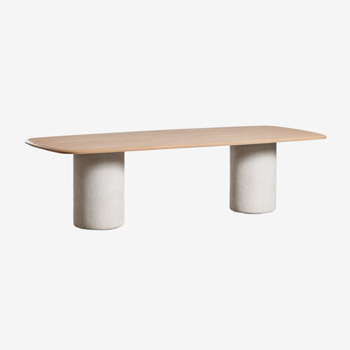 Table à manger rectangulaire 270x110 cm en bois d'acacia Leighton Acacia Marron Clair Gris Sable
