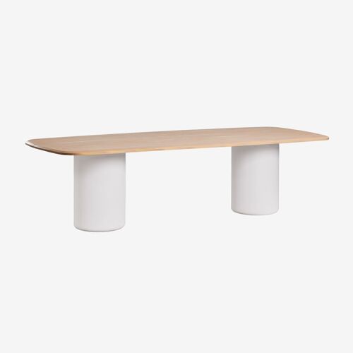 Table à manger rectangulaire 270x110 cm en bois d'acacia Leighton Acacia Marron Clair Blanc