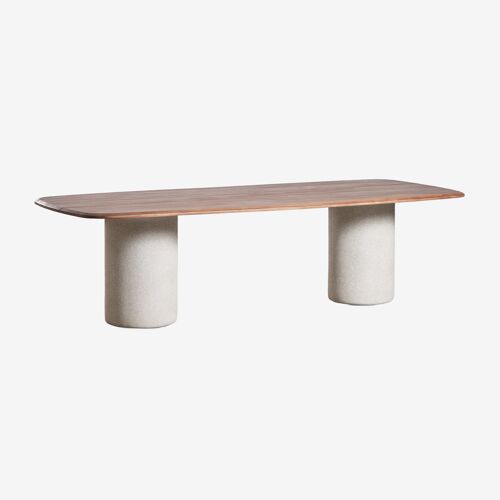 Table à manger rectangulaire 270x110 cm en bois d'acacia Leighton Brun Acacia foncé Gris Sable