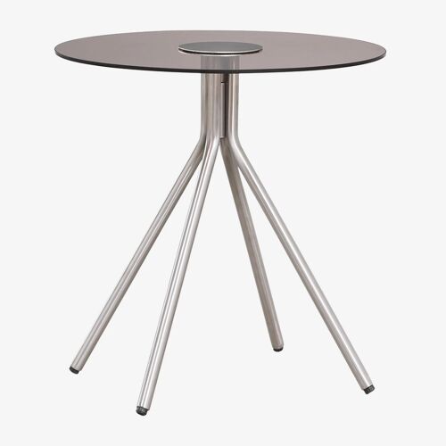 Pack de 2 tables de chevet rondes en acier inoxydable et verre trempé Itsoro Ø40 cm