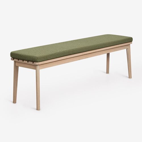 Banc 160 cm en bois d'acacia et tissu Kaela Acacia Marron Clair