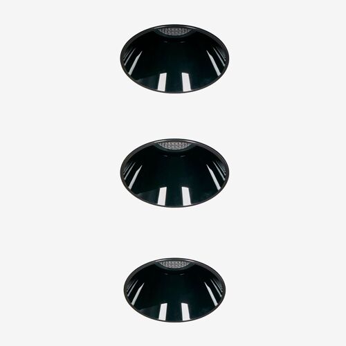 Pack De 3 Downlights Led Encastrables Sans Cadre Trimless Ronds Ø3,6 Cm Pour Extérieur En Aluminium Luisiana Noir