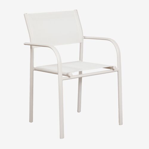 Chaise De Jardin Empilable Avec Accoudoirs En Aluminium Olenia Blanc Gardenia
