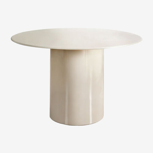 Table de salle à manger ronde Ø120 cm en verre trempé et MDF Asgri Tapioca Beige