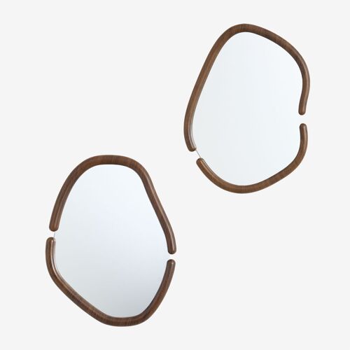 Set de 2 miroirs muraux irréguliers en MDF Vixidel Bois Foncé