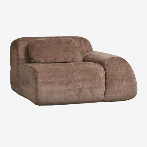 Module d'angle droit avec accoudoir pour canapé modulaire en chenille emballé sous vide Merida