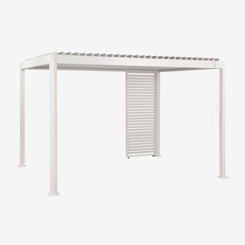 Pergola Bioclimatique En Aluminium Avec Lames Et Panneau Druvia Blanc Gardenia