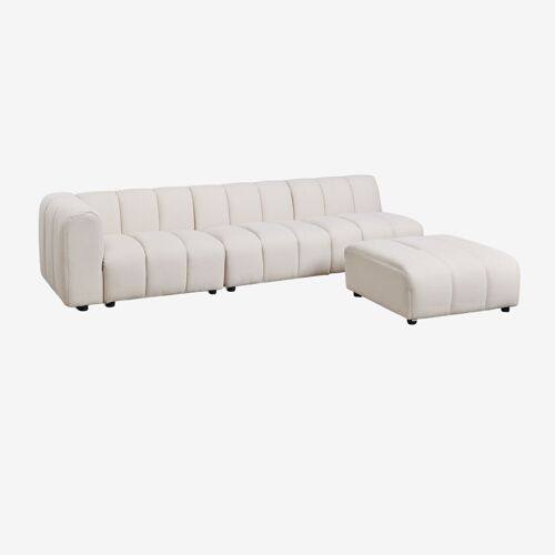 Canapé d'angle gauche 3 pièces et pouf Eliot en tissu bouclé