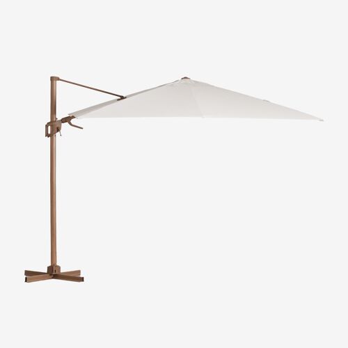 Parasol 295x295 Cm En Tissu Et Aluminium Hydra Blanc - Marron Bois De Châtaignier