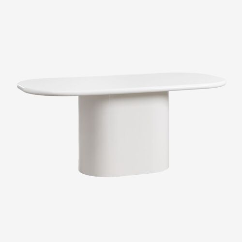 Table à manger ovale 200x105 cm en MDF Milford Blanc Gardenia