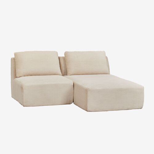 Canapé modulable avec chaise longue droite 2 pièces en velours, emballé sous vide Temple