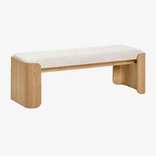 Banc en bois de caoutchouc et placage Lofren Bois Naturel ↔︎ 120 cm