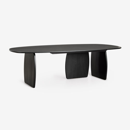 Table à manger ovale 260x120 cm en bois de manguier Agathe Noir uni