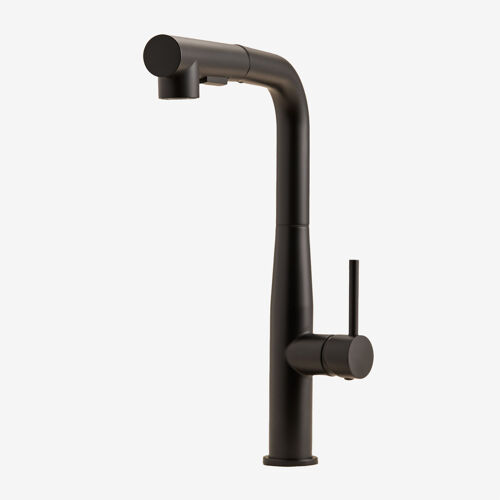 Robinet de cuisine avec bec haut extractible en acier inoxydable Olyt Noir