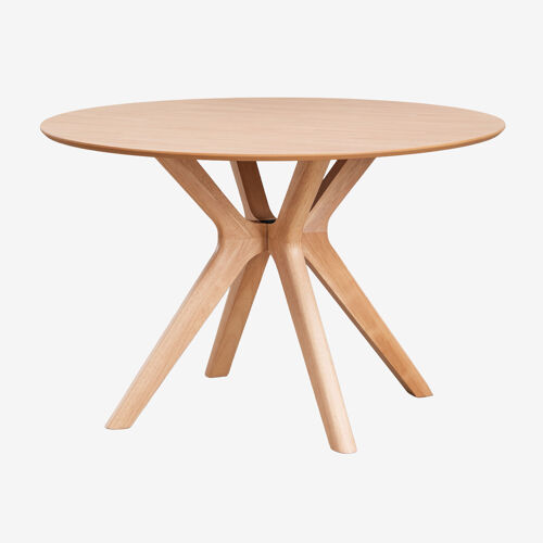 Table à manger ronde Ø120 cm en MDF et placage en bois d'hévéa Arnaiz Bois Naturel