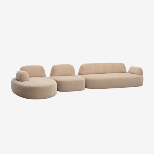 Canapé modulaire avec méridienne gauche en 3 pièces avec module d'angle tapissé Giorgia