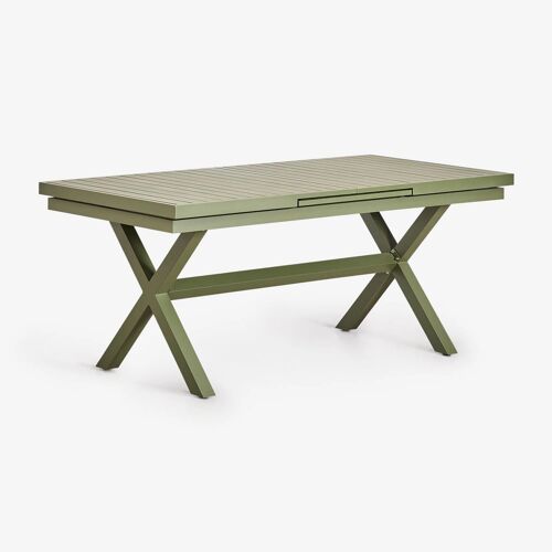 Table de salle à manger rectangulaire extensible en aluminium Karena Vert Olive Intense 180 - 240 x 90 cm