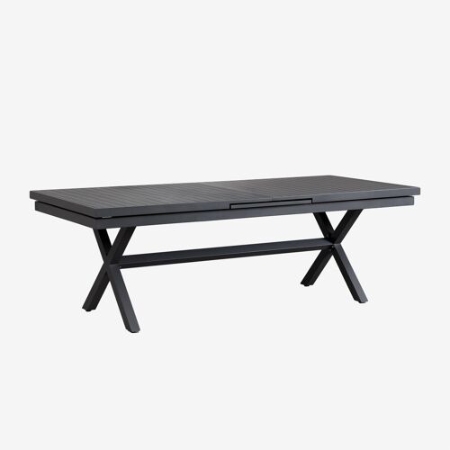 Table de salle à manger rectangulaire extensible en aluminium Karena Gris Graphite 240 - 300 x 100 cm