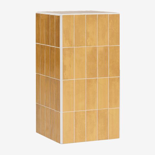 Table d'appoint carrée 30x30 cm en ciment et carreaux Bongani Jaune miel