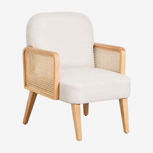 Fauteuil en bois de caoutchouc et rotin Icon
