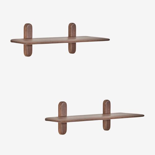 Pack de 2 étagères murales en bois Veleta Brun Acacia foncé ↔︎ 80 cm