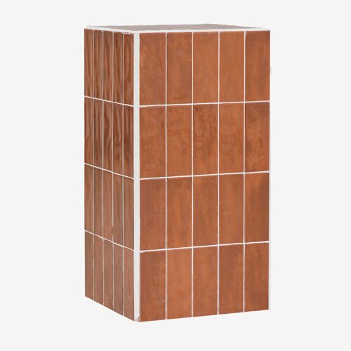 Table D'appoint De Jardin Carrée 30x30 Cm En Ciment Et Carreaux Bongani Rouge Argile