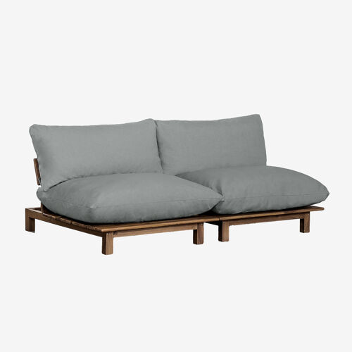 Canapé inclinable modulaire 2 pièces Brina en bois d'acacia Gris Anthracite