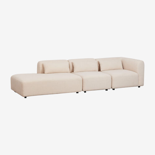 Canapé d'angle modulaire 3 pièces Fogler avec méridienne à gauche
