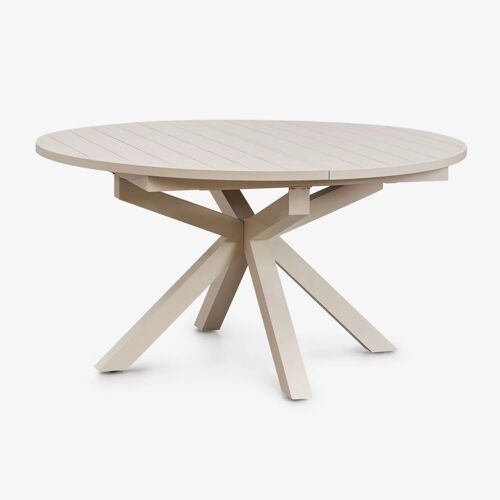Table à manger extensible en aluminium Barces 145-200x145 cm Tapioca Beige