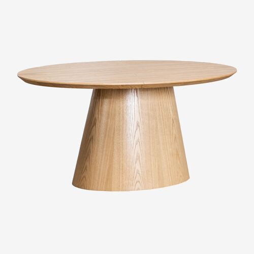 Table de salle à manger ovale extensible 160-200x100 cm en MDF et placage Gala Bois Naturel